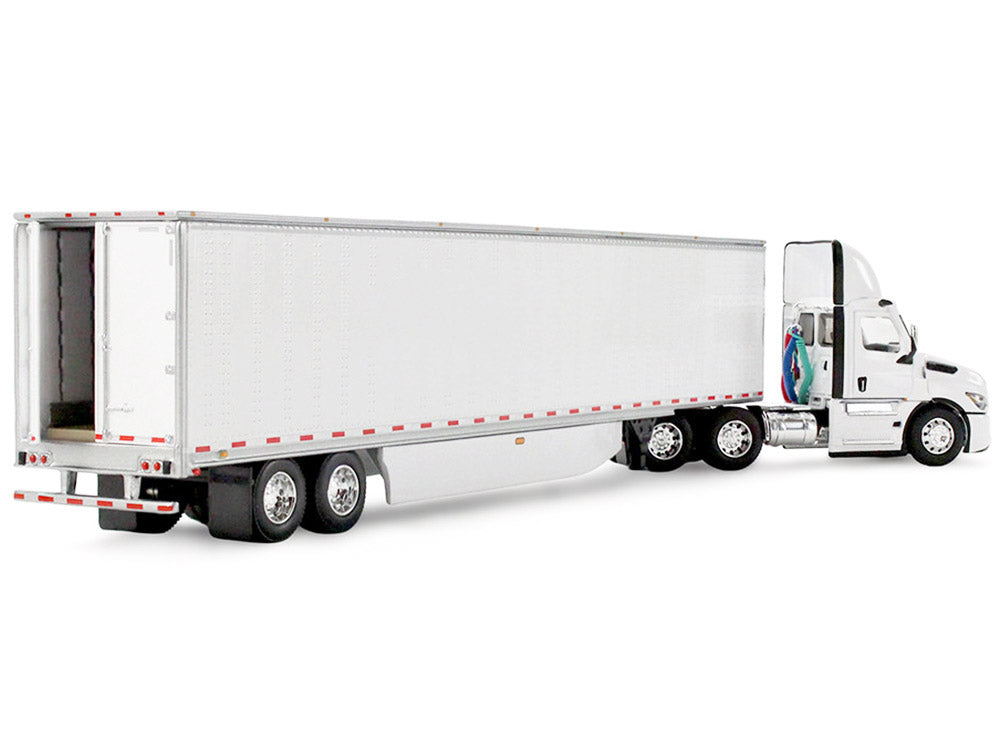 Freightliner Fifth Generation Cascadia Day Cab and 53' Utility Trailer with Skirts White 1/64 Diecast Model