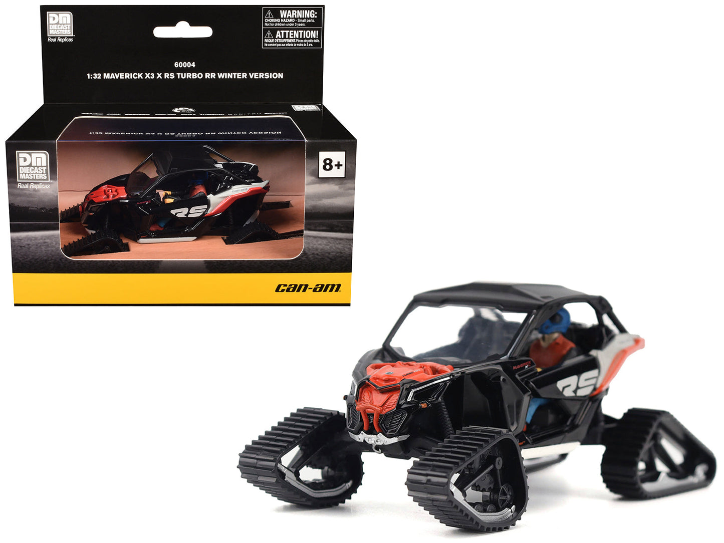 Can-Am Maverick X3 X RS Turbo RR Winter Version Chalk Gray and Magma Red with Driver Figure 1/32 Diecast Model