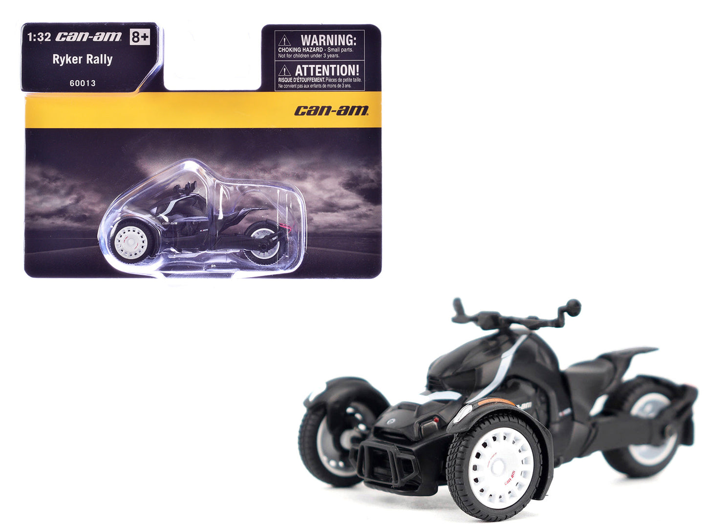 Can-Am Ryker Rally 3-Wheel Motorcycle Ghost Black 1/32 Diecast Model