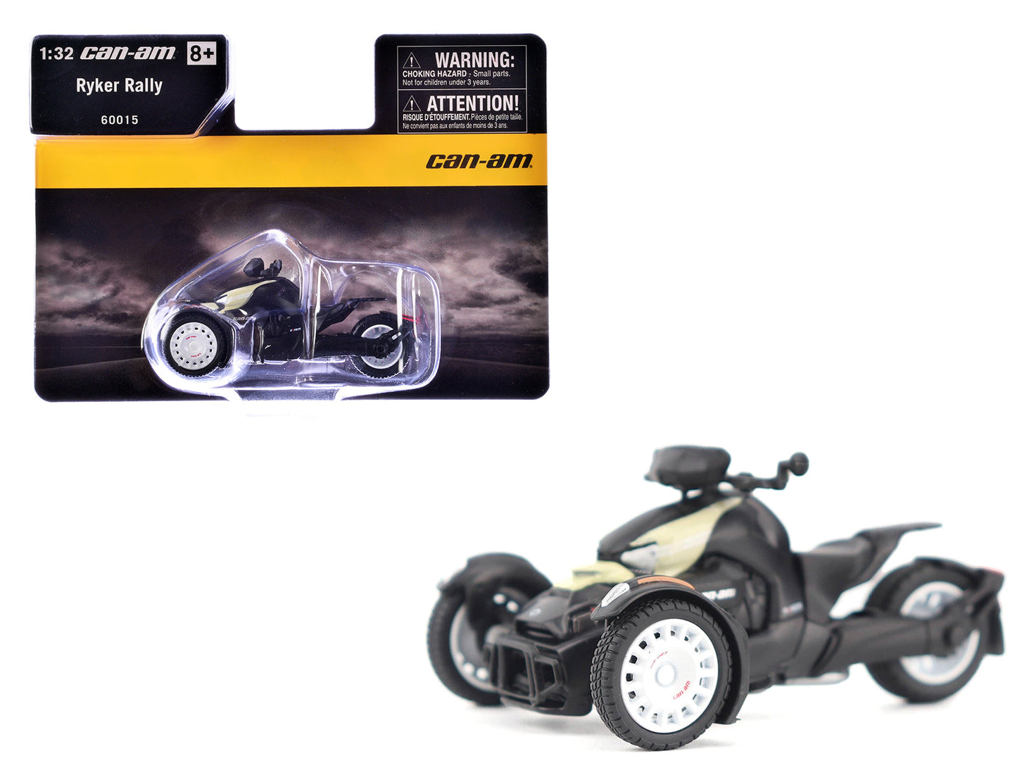 Can-Am Ryker Rally 3-Wheel Motorcycle Sand Storm and Black 1/32 Diecast Model
