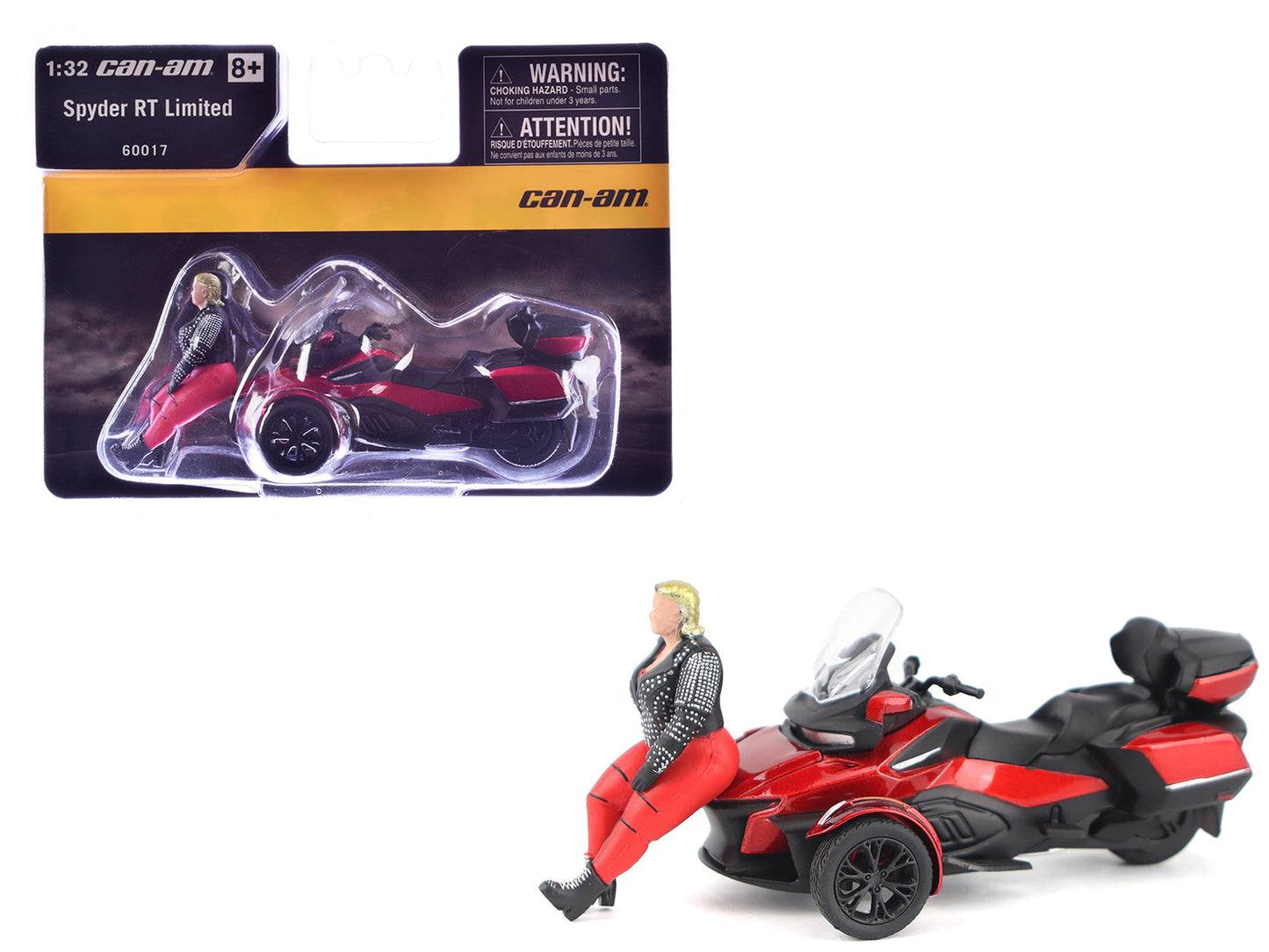 Can-Am Spyder RT Limited 3-Wheel Motorcycle Deep Marsala Red Metallic with Driver Figure 1/32 Diecast Model