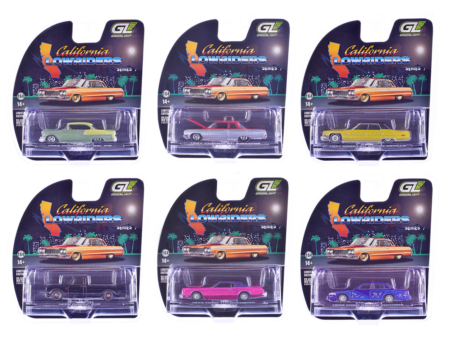 "California Lowriders" Series 7 Set of 6 pieces 1/64 Diecast Model Cars