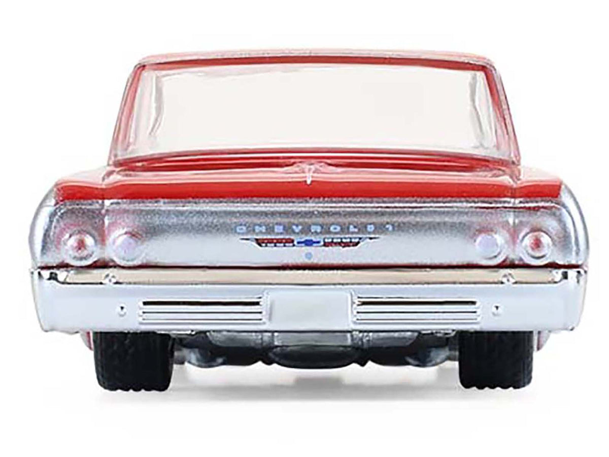 1964 Chevrolet Biscayne Lowrider Silver Metallic and Red Two-Tone "California Lowriders" Series 7 1/64 Diecast Model Car