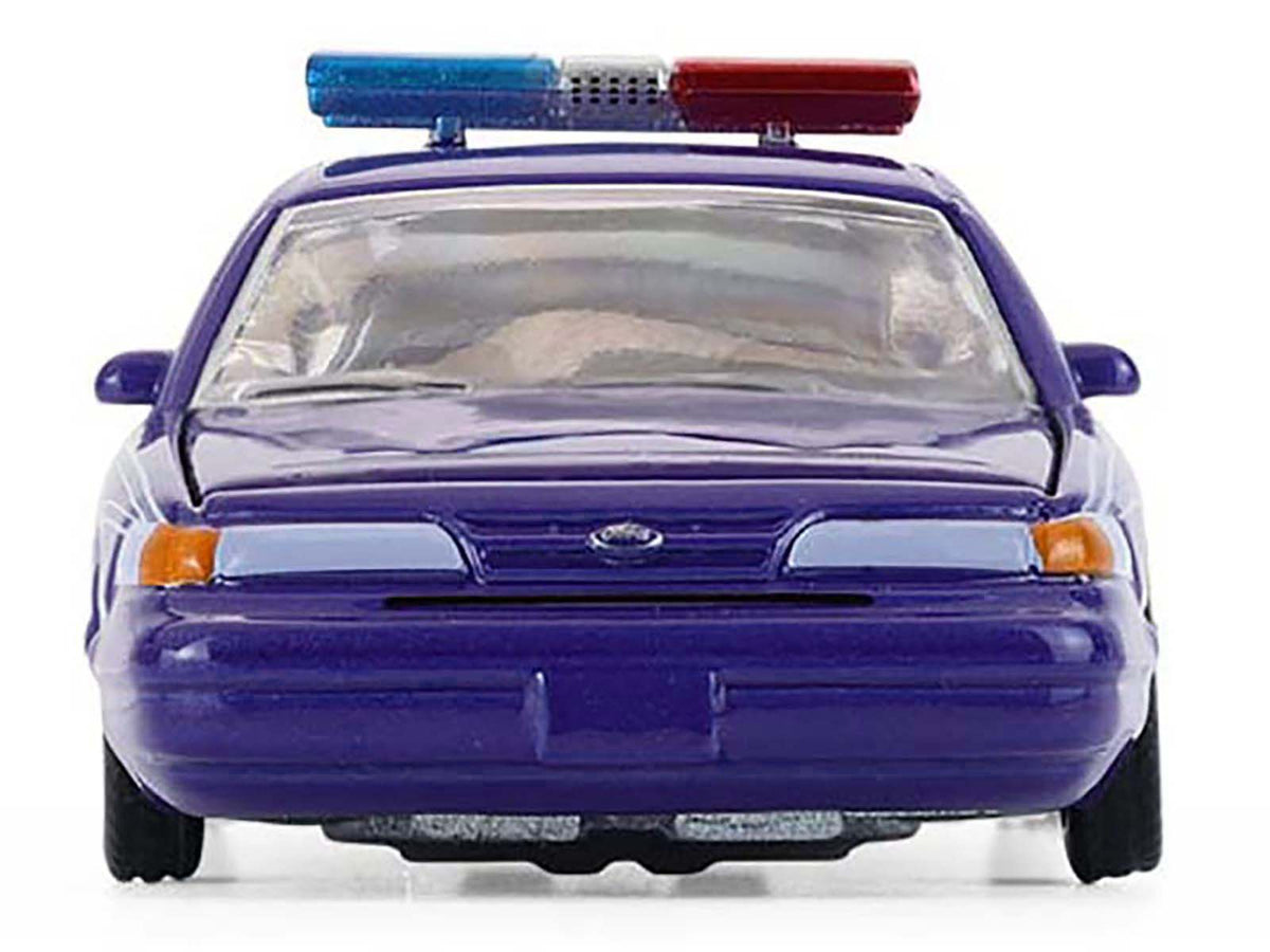 1992 Ford Crown Victoria Lowrider Blue with Graphics and Lightbar "California Lowriders" Series 7 1/64 Diecast Model Car