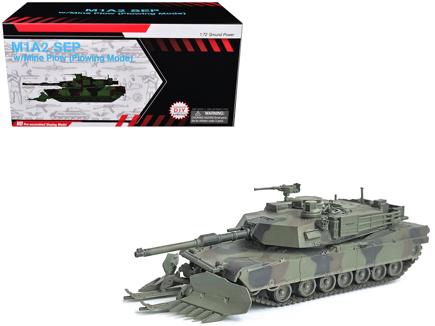 United States M1A2 SEP (System Enhancement Package) Tank with Mine Plow (Plowing Mode) "United States Army 1st Battalion 16th Cav. Reg. Fort Knox" (2002)" Green Camouflage "NEO Dragon Armor" Series 1/72 Plastic Model