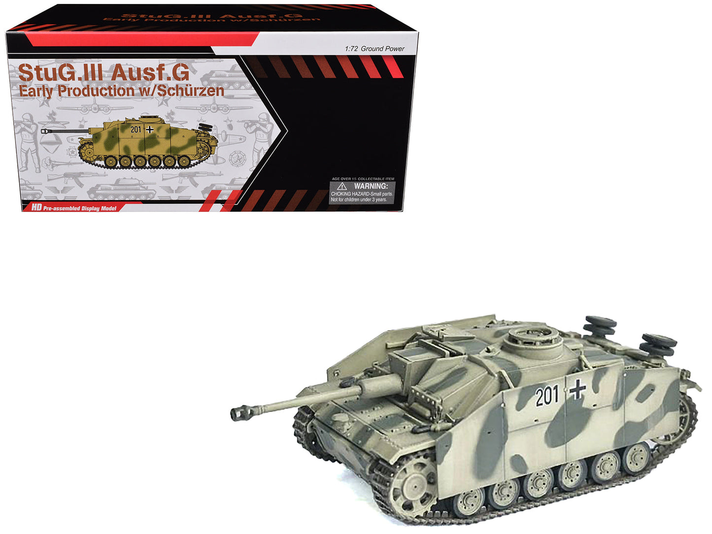 Germany StuG.III Ausf.G Early Production Tank with Schurzen #201 "StuG Brigade 242 Italy" (1943) "NEO Dragon Armor" Series 1/72 Plastic Model
