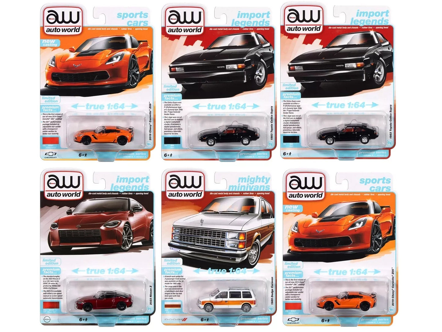 Auto World Premium 2024 Set A of 6 pieces Release 2 1/64 Diecast Model Cars
