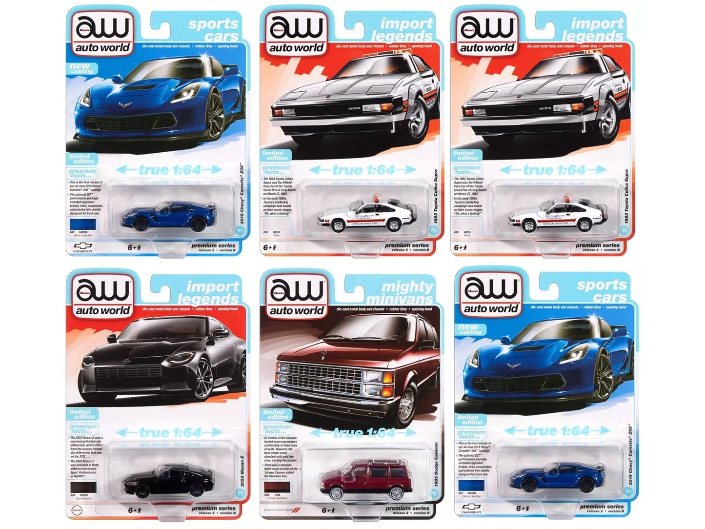 Auto World Premium 2024 Set B of 6 pieces Release 2 1/64 Diecast Model Cars