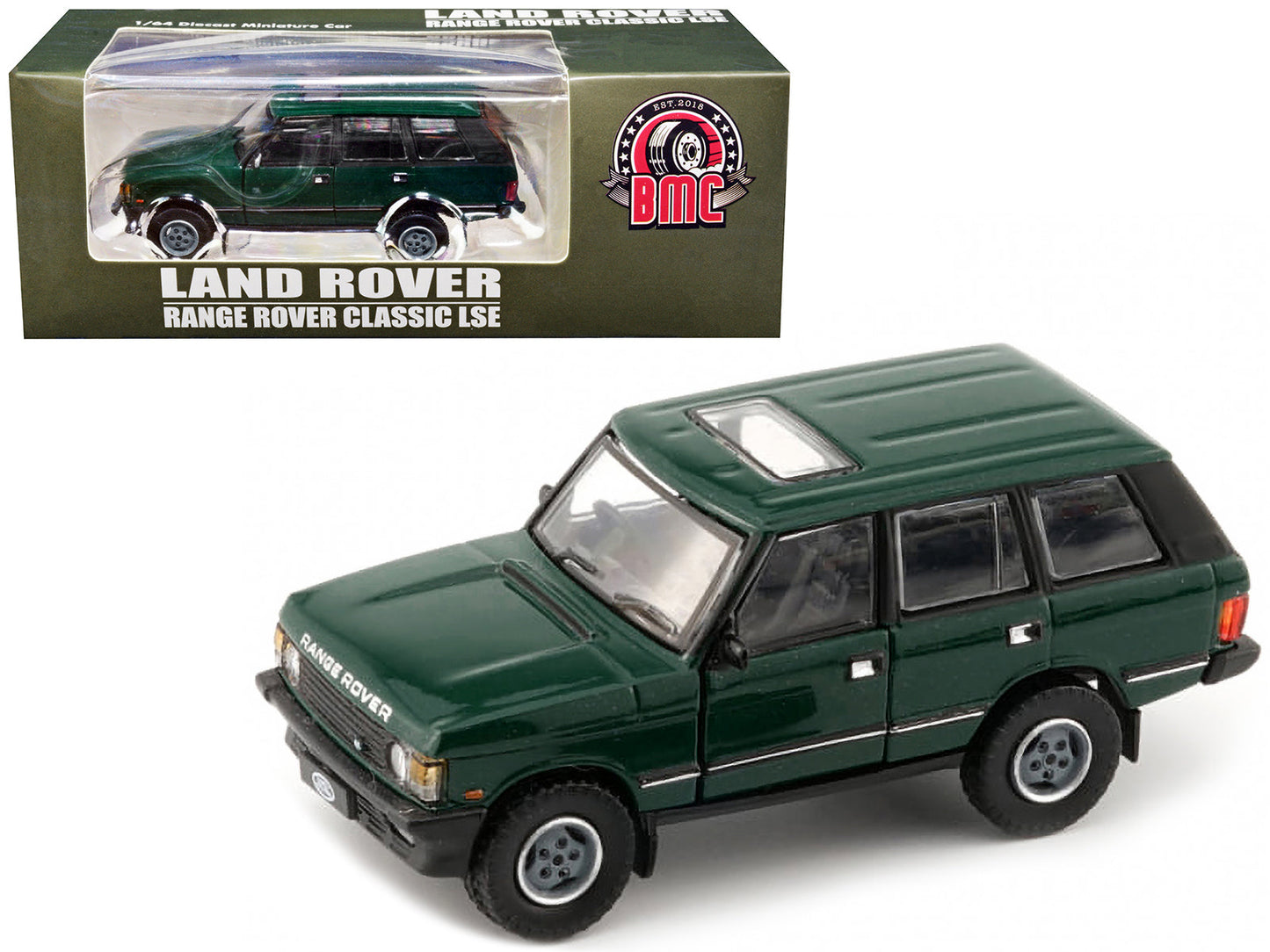 Land Rover Range Rover Classic LSE RHD (Right Hand Drive) Green with Sunroof with Extra Wheels 1/64 Diecast Model Car