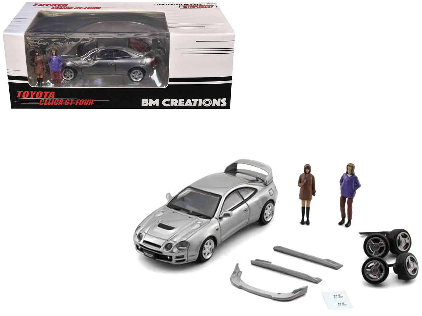 Toyota Celica GT-Four RHD (Right Hand Drive) ID Silver Metallic with 2 Figures and Accessories 1/64 Diecast Model Car