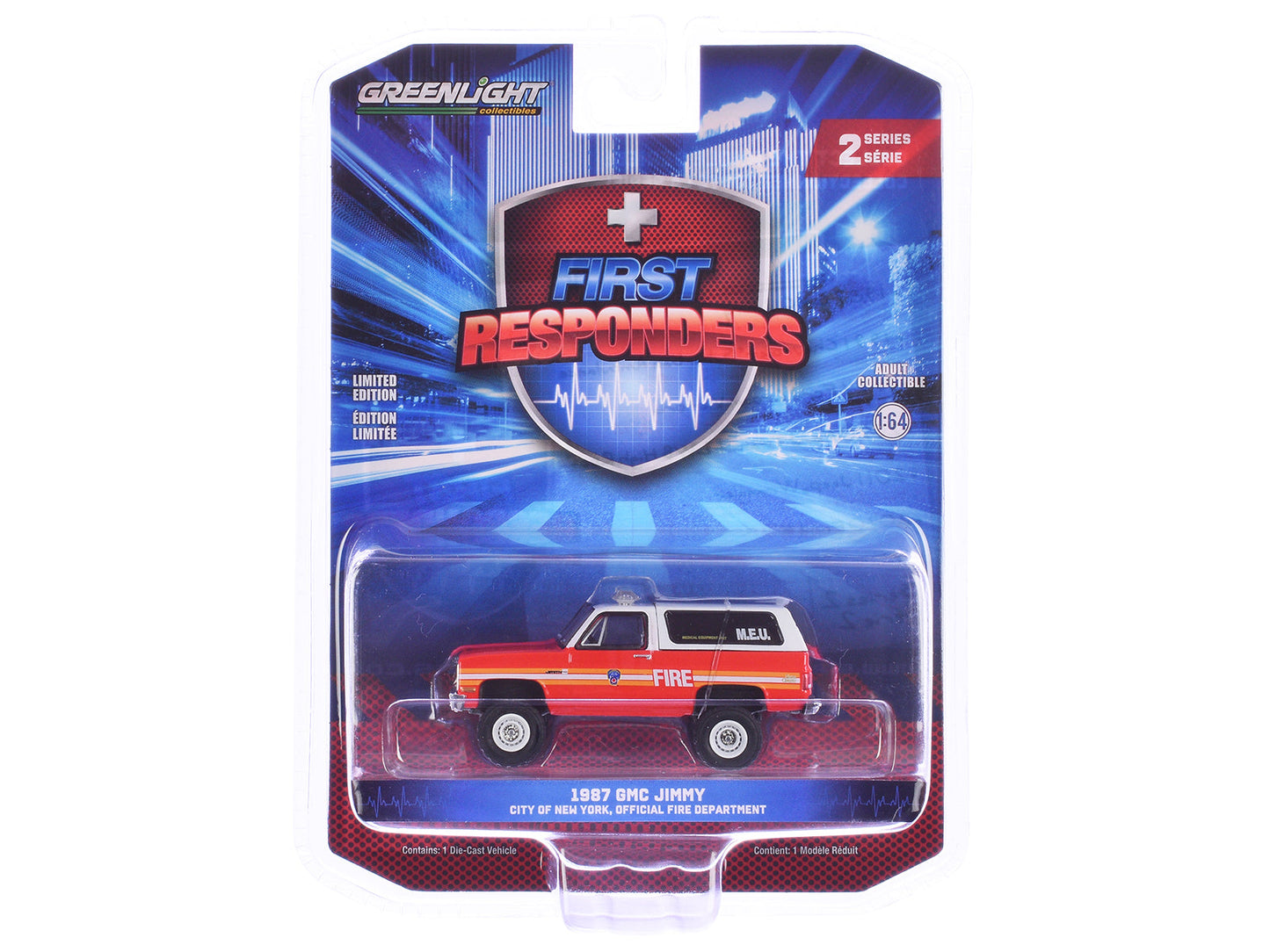1987 GMC Jimmy "FDNY (The Official Fire Department City of New York) M.E.U. (Medical Equipment Unit)" Red and White "First Responders" Series 2 1/64 Diecast Model Car