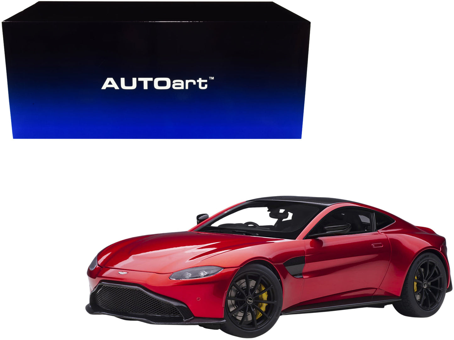 2019 Aston Martin Vantage RHD (Right Hand Drive) Hyper Red Metallic with Carbon Top 1/18 Model Car