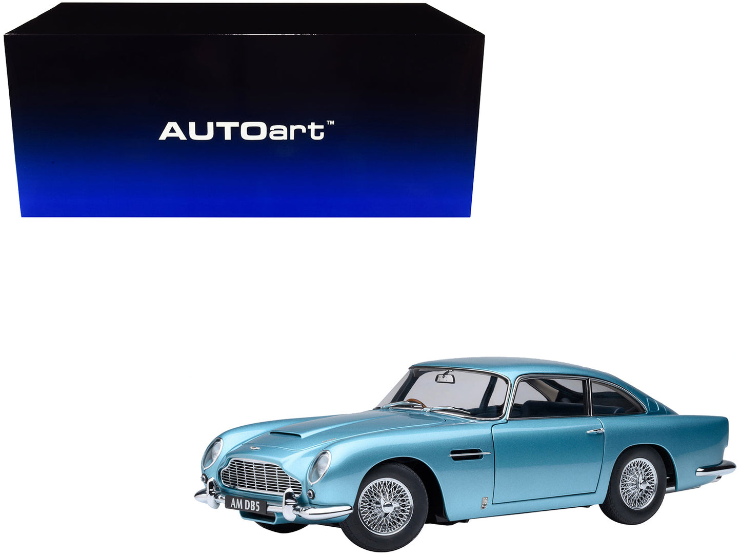 Aston Martin DB5 RHD (Right Hand Drive) Caribbean Pearl Blue Metallic 1/18 Model Car