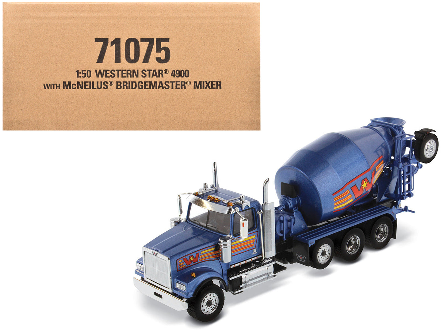 Western Star 4900 with Bridgemaster McNeilus Mixer Blue Metallic "Transport Series" 1/50 Diecast Model