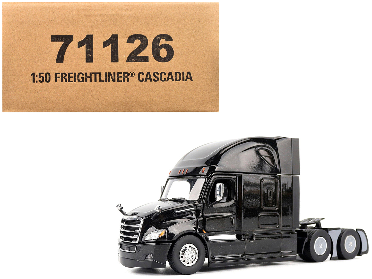 Freightliner New Cascadia Sleeper Cab Truck Tractor Black "Transport Series" 1/50 Diecast Model
