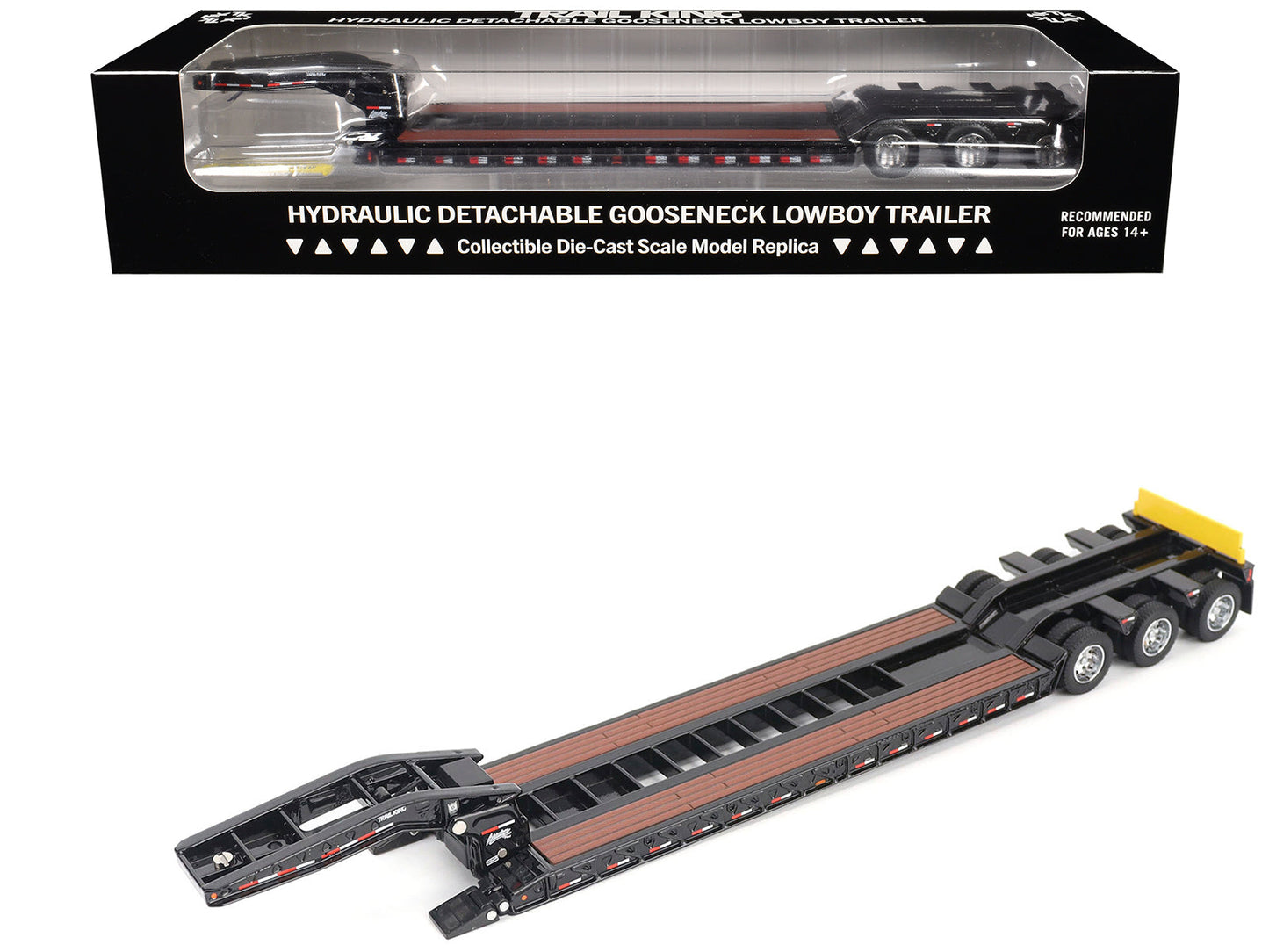 Trail King TK120 Hydraulic Detachable Gooseneck Lowboy Trailer Black (Regular Version) "Transport Series" 1/50 Diecast Model
