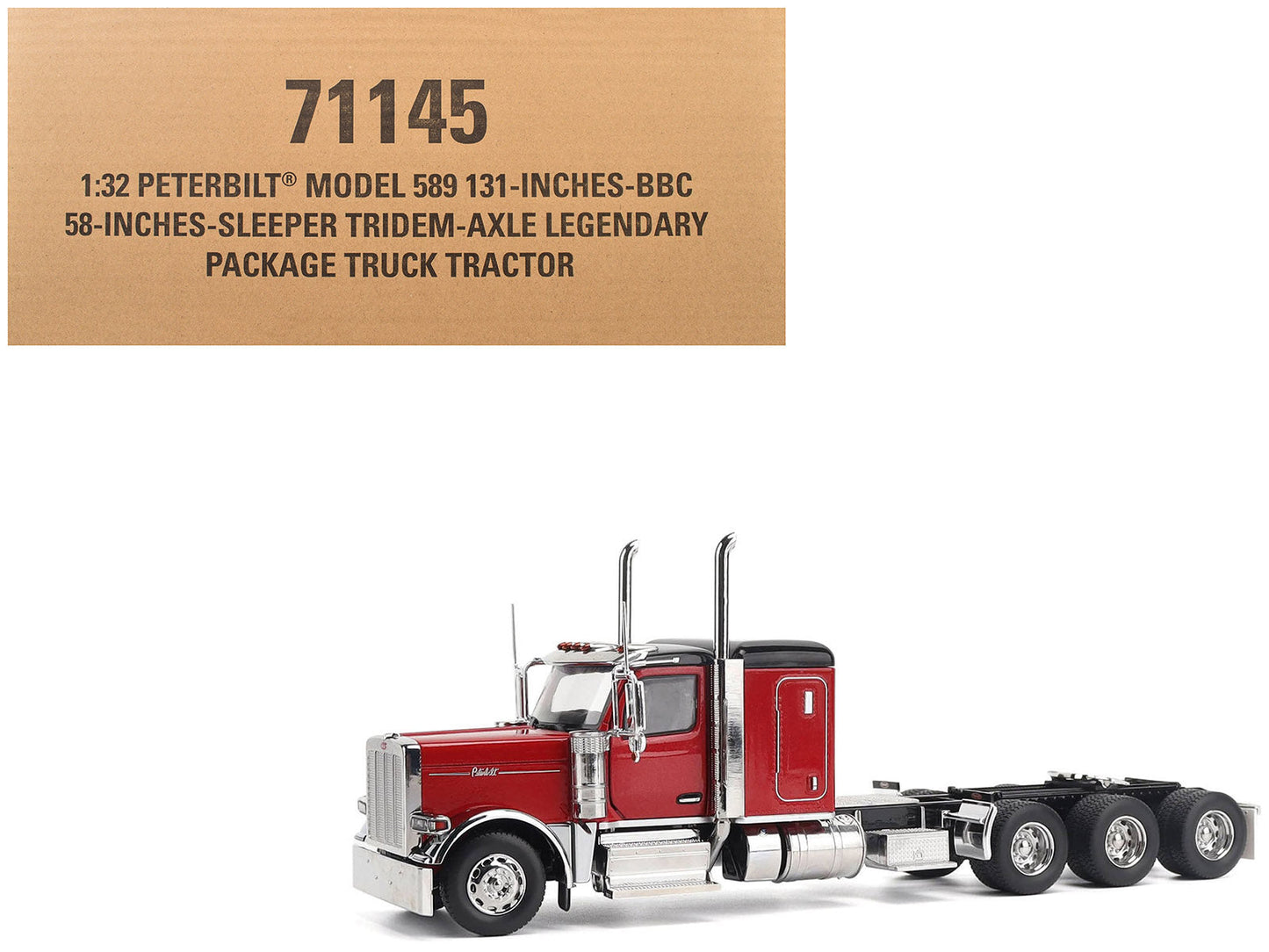 Peterbilt 589 Tridem-Axle Legendary Package Truck Tractor with 58" Sleeper Legendary Red "Transport Series" 1/32 Diecast Model