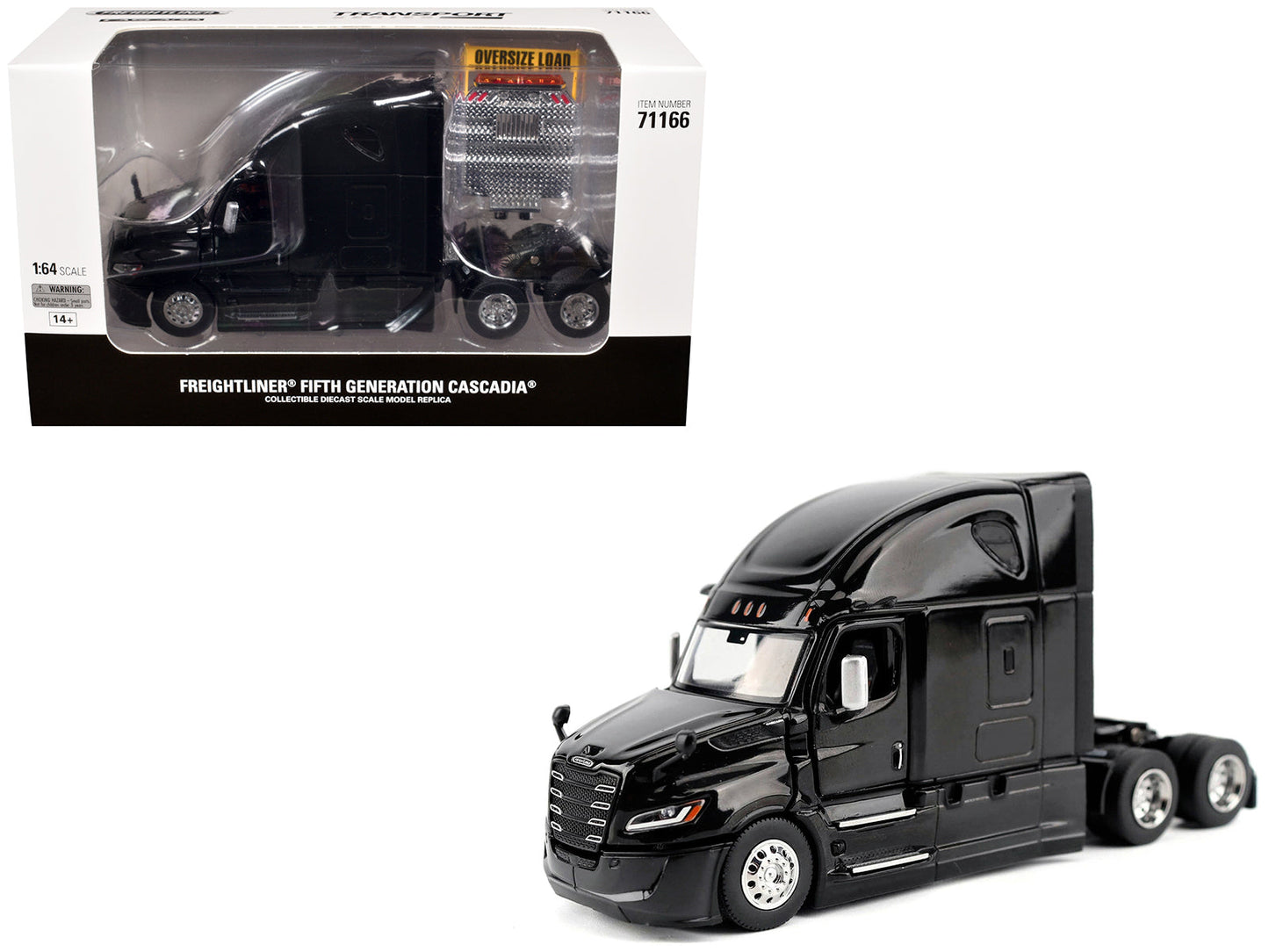2025 Freightliner Cascadia Gen-5 Sleeper Cab Truck Tractor Night-Shift Black "Transport Series" 1/64 Diecast Model