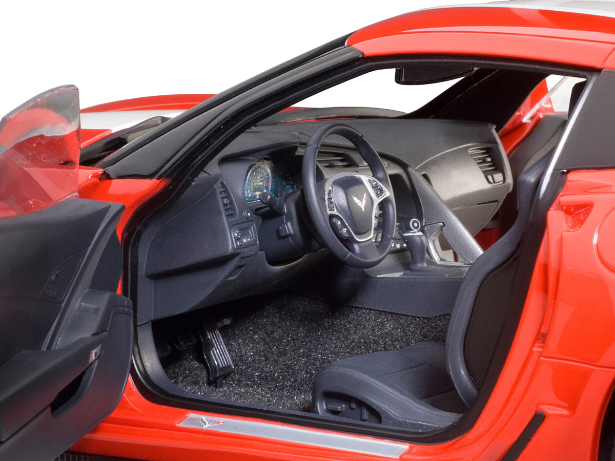 2017 Chevrolet Corvette C7 Grand Sport Red with White Stripe and Black Fender Hash Marks 1/18 Model Car