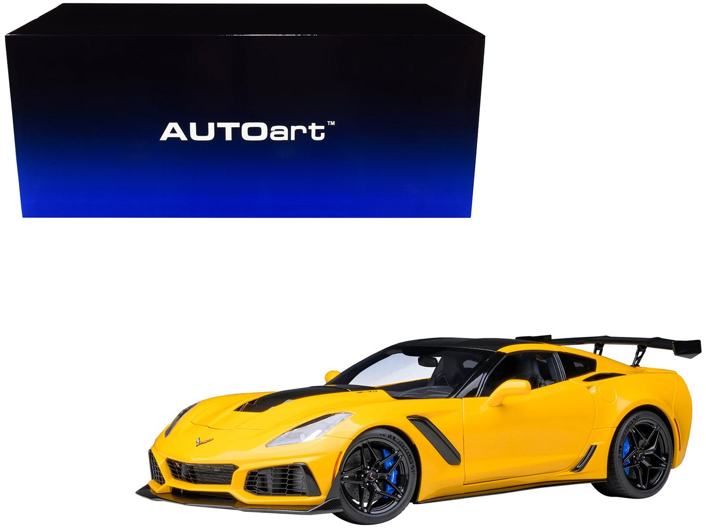 2019 Chevrolet Corvette C7 ZR1 Corvette Racing Yellow Tintcoat with Carbon Top 1/18 Model Car