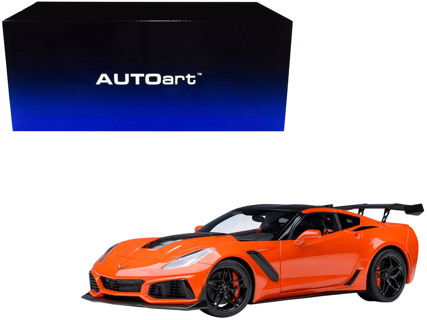 2019 Chevrolet Corvette C7 ZR1 Sebring Orange Tintcoat with Carbon Top 1/18 Model Car