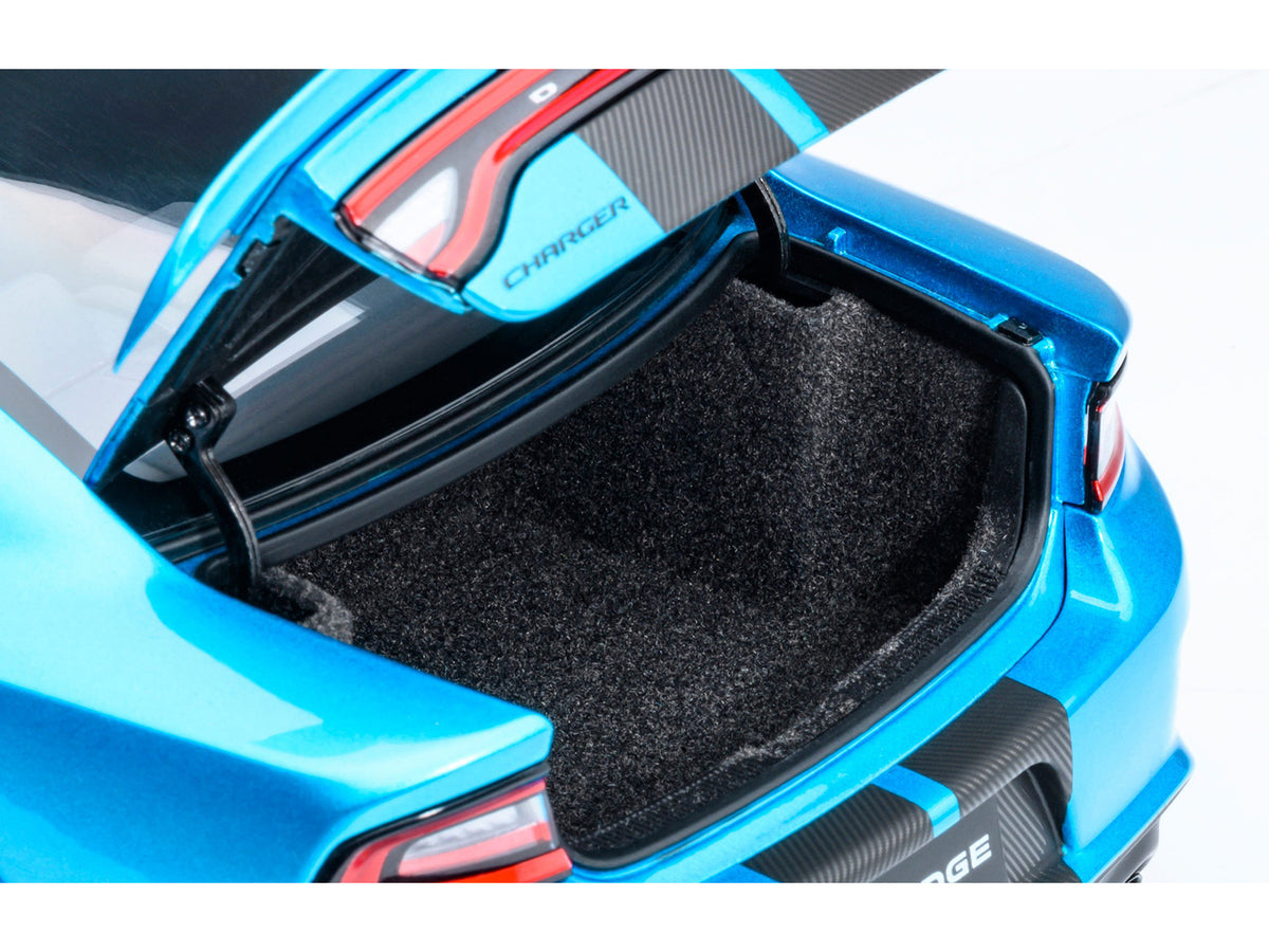 Dodge Charger SRT Hellcat Redeye B5 Blue Metallic with Carbon Stripes 1/18 Model Car