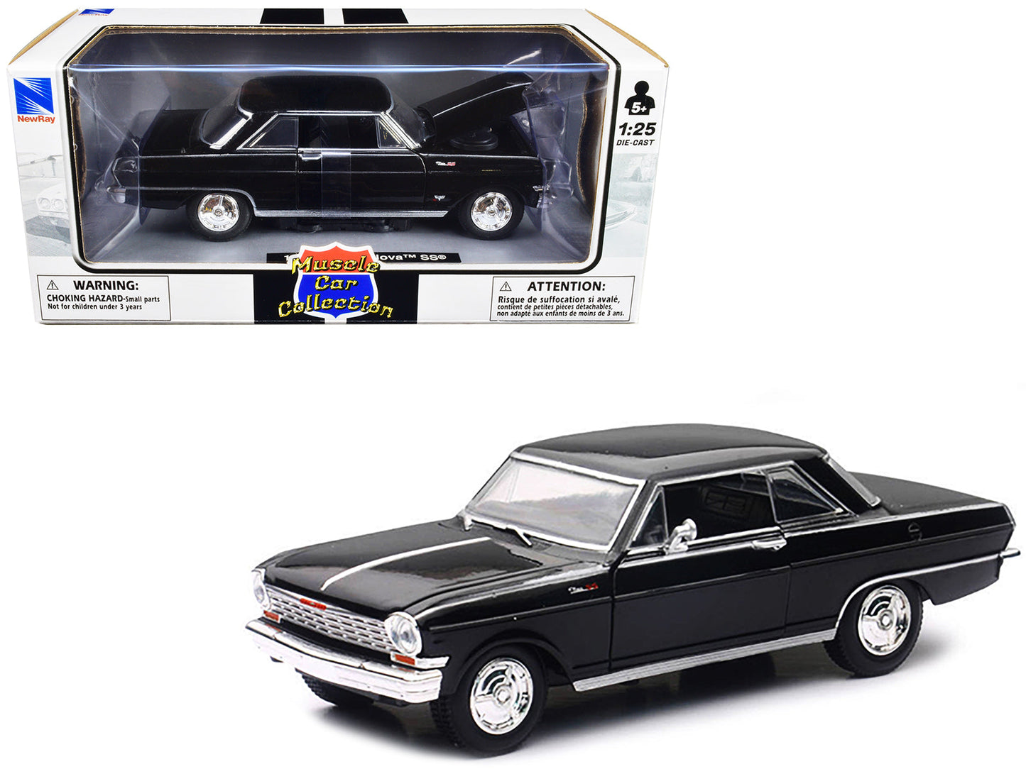 1964 Chevrolet Nova SS Black "Muscle Car Collection" 1/25 Diecast Model Car