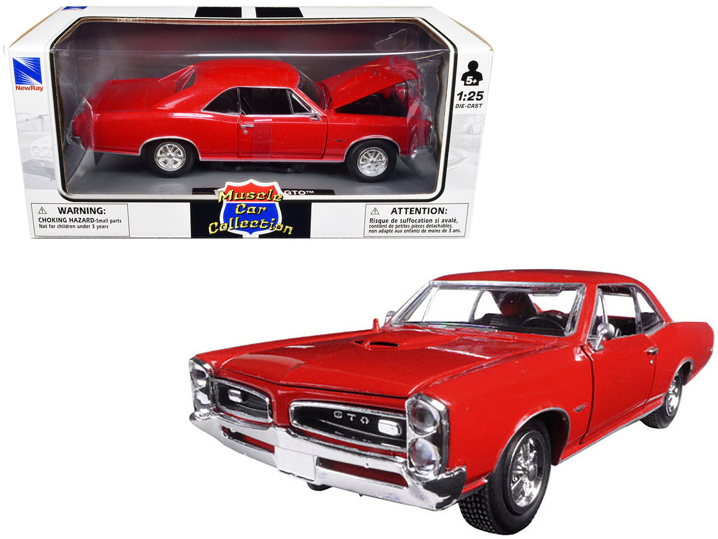 1966 Pontiac GTO Red "Muscle Car Collection" 1/25 Diecast Model Car