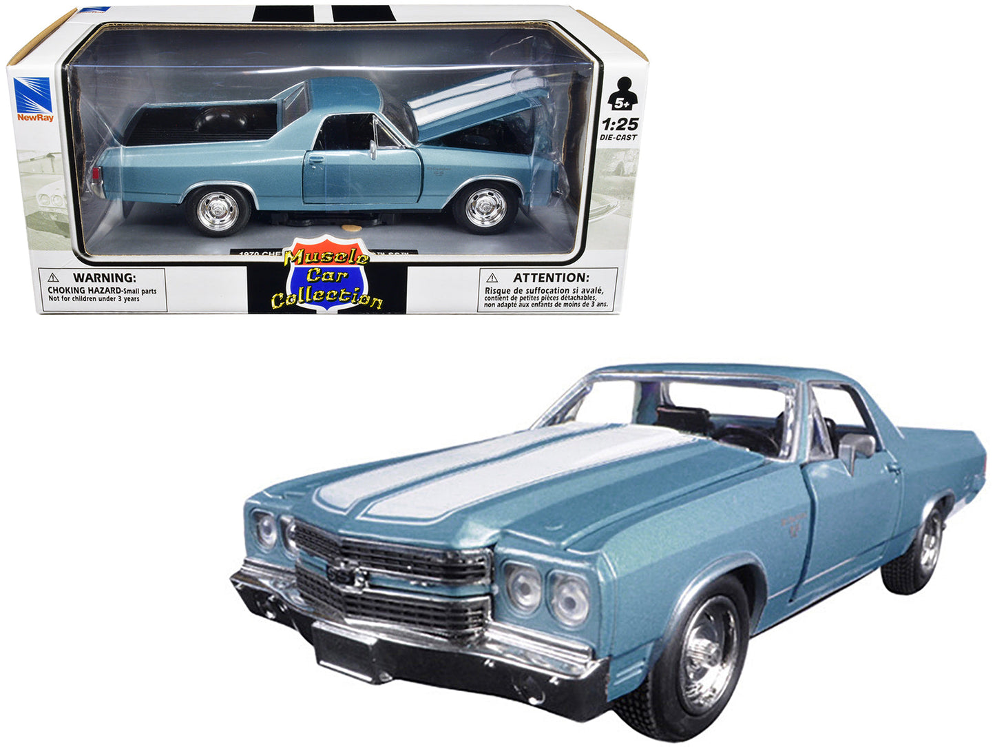 1970 Chevrolet El Camino SS Blue 1/25 Diecast Model Car