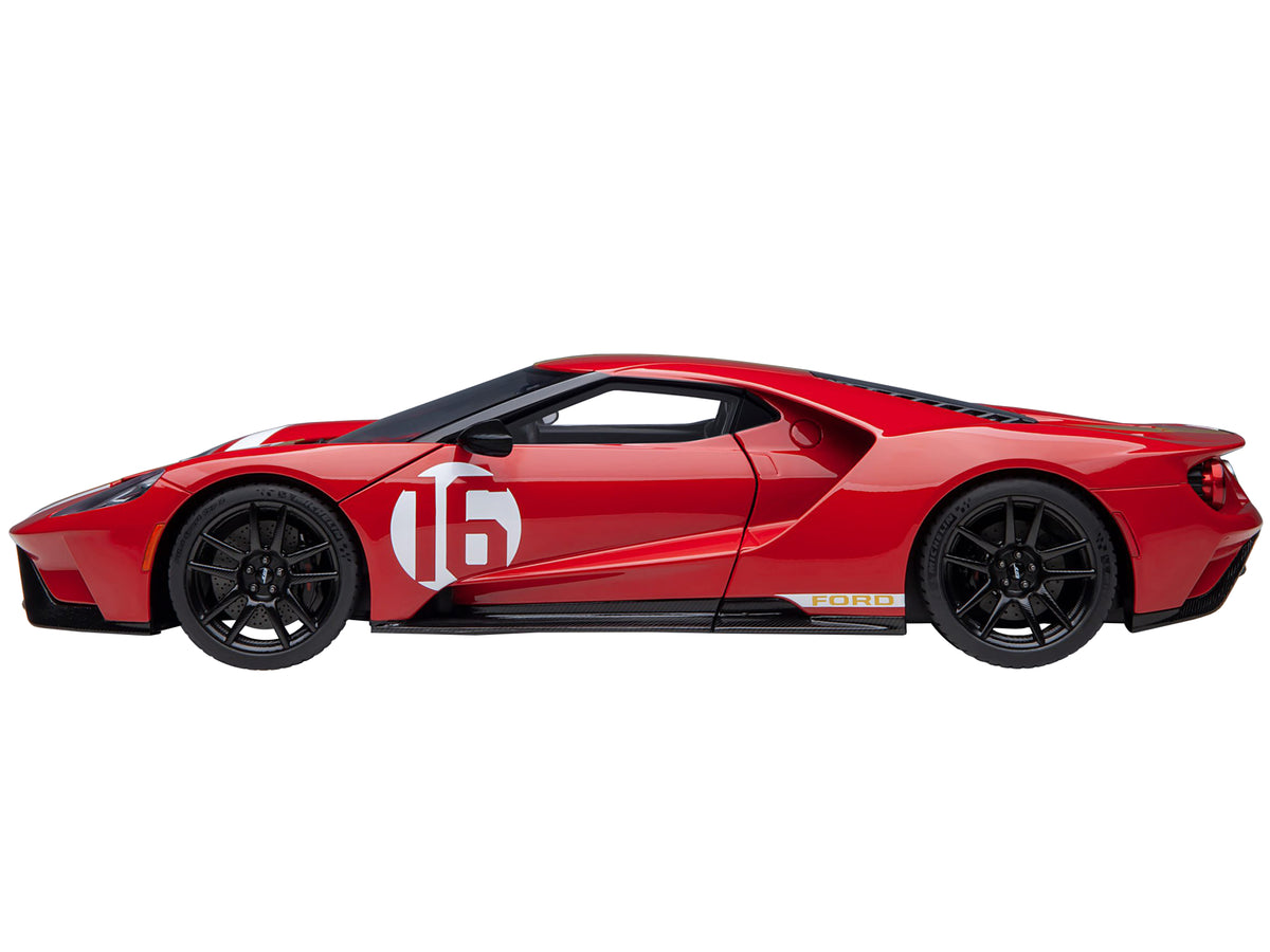 Ford GT Heritage Edition #16 "Alan Mann" Red Metallic with Gold Stripes 1/18 Model Car