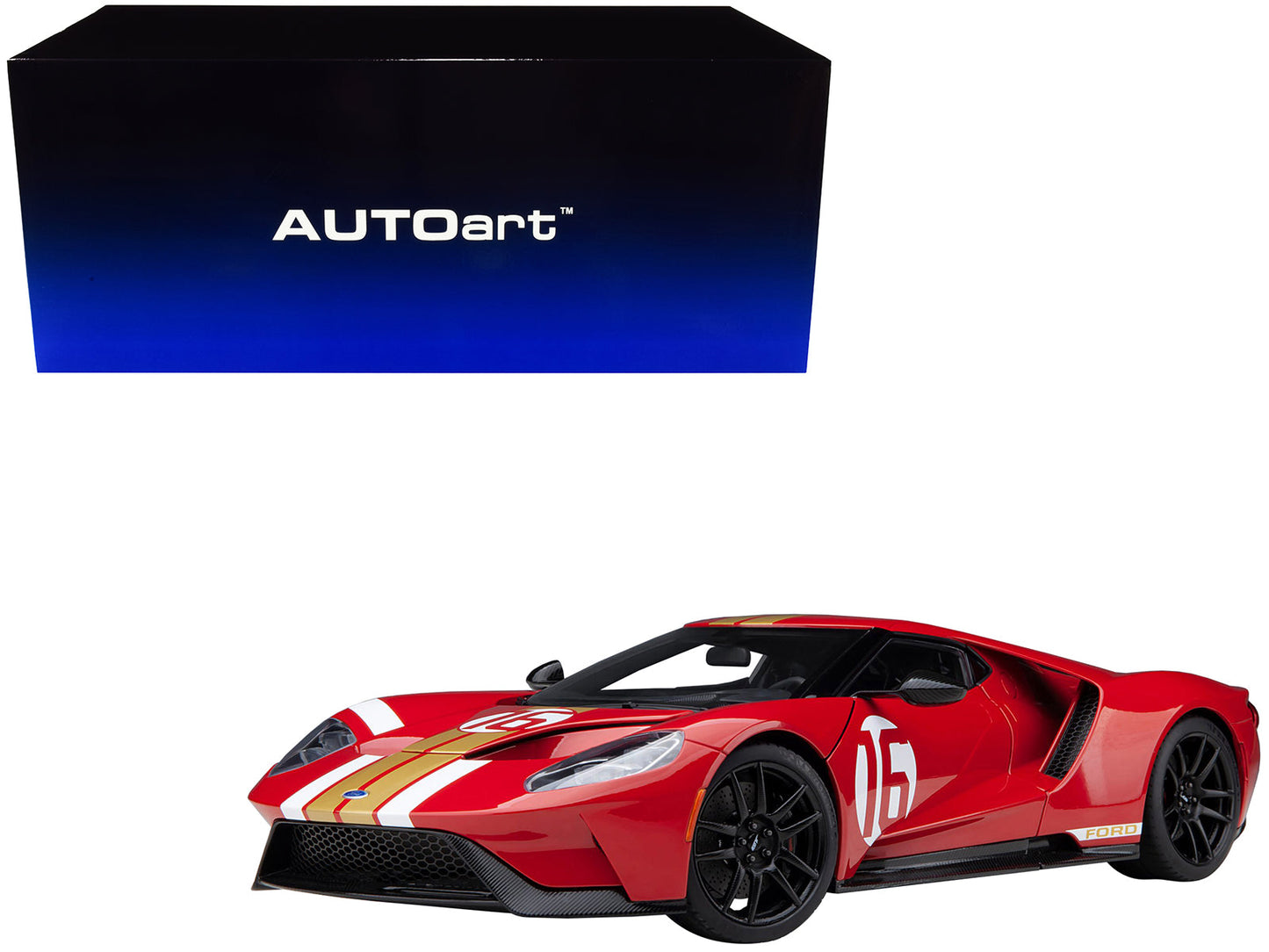 Ford GT Heritage Edition #16 "Alan Mann" Red Metallic with Gold Stripes 1/18 Model Car