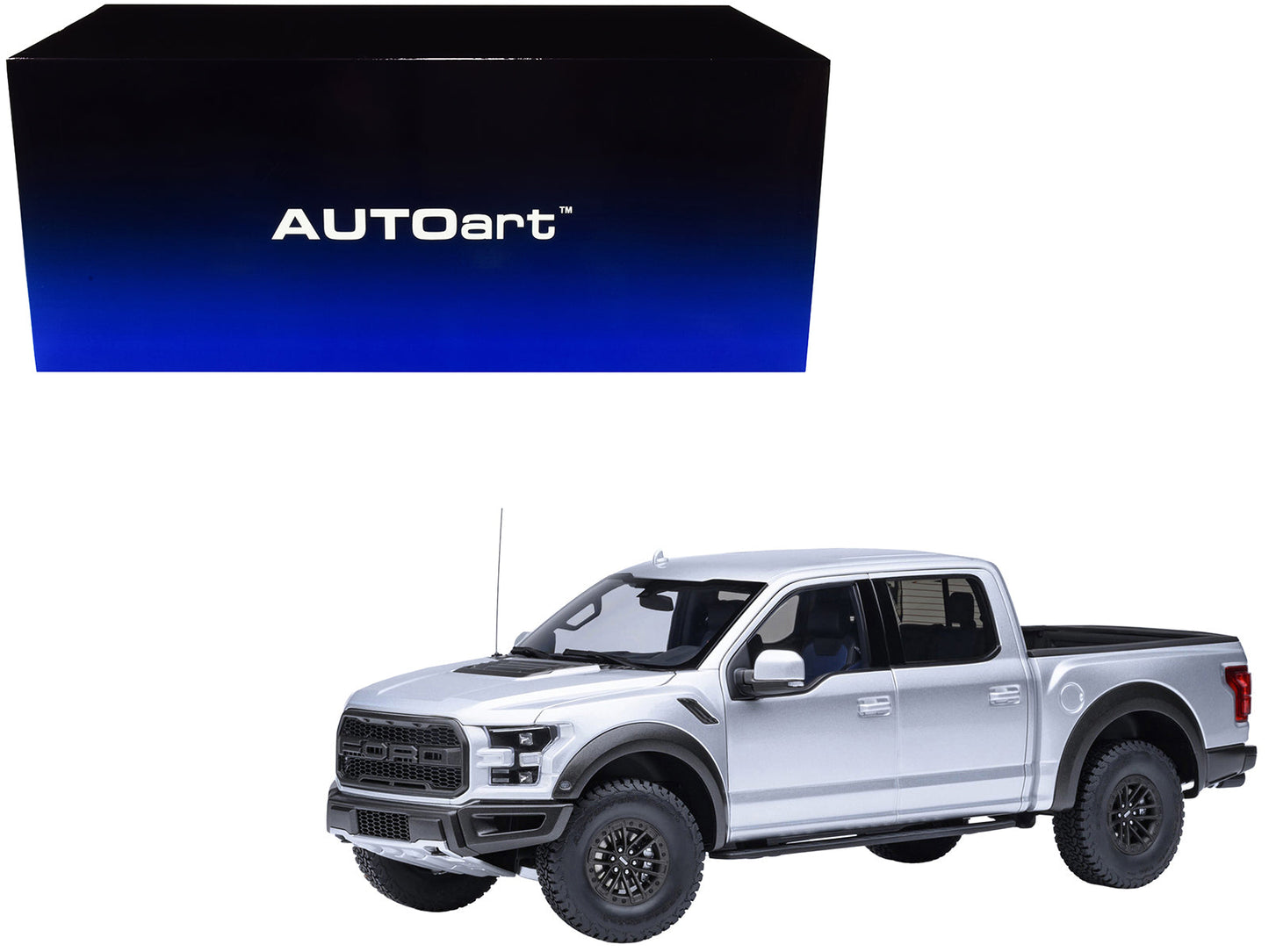 2019 Ford F-150 Raptor Pickup Truck Ingot Silver 1/18 Model Car