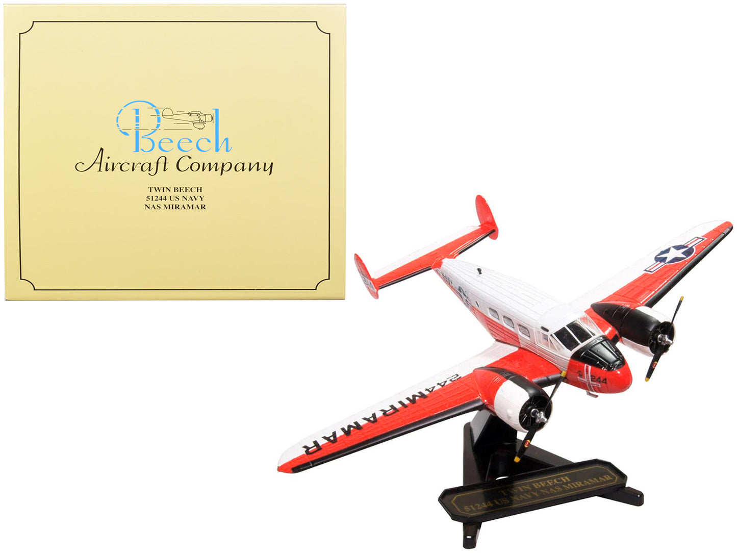 Beech UC-45J Expeditor (Twin Beech) Aircraft "51244 US Navy Naval Air Station Miramar - San Diego CA" 1/72 Diecast Model Airplane