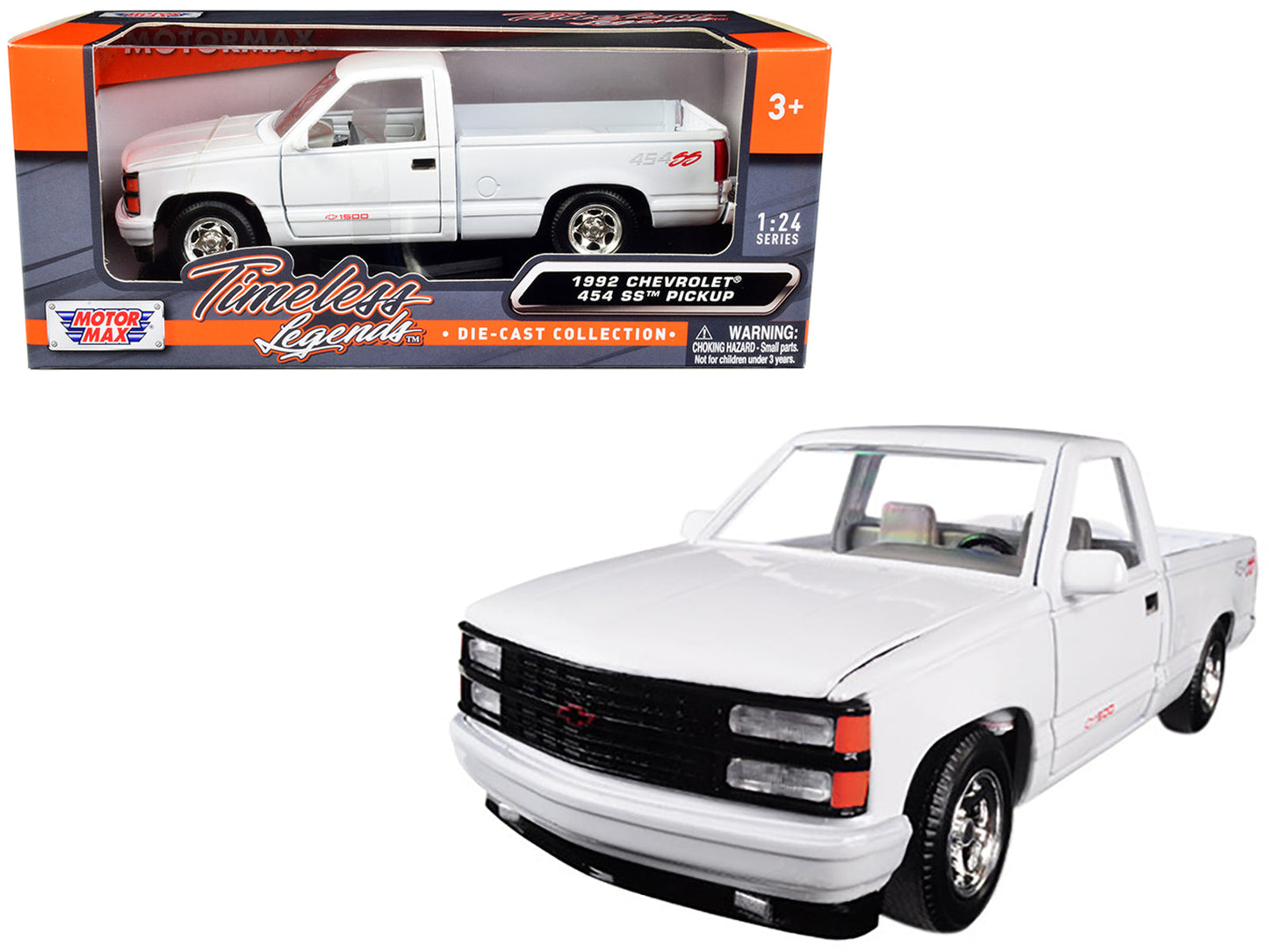 1992 Chevrolet 454 SS Pickup Truck White 1/24 Diecast Model Car