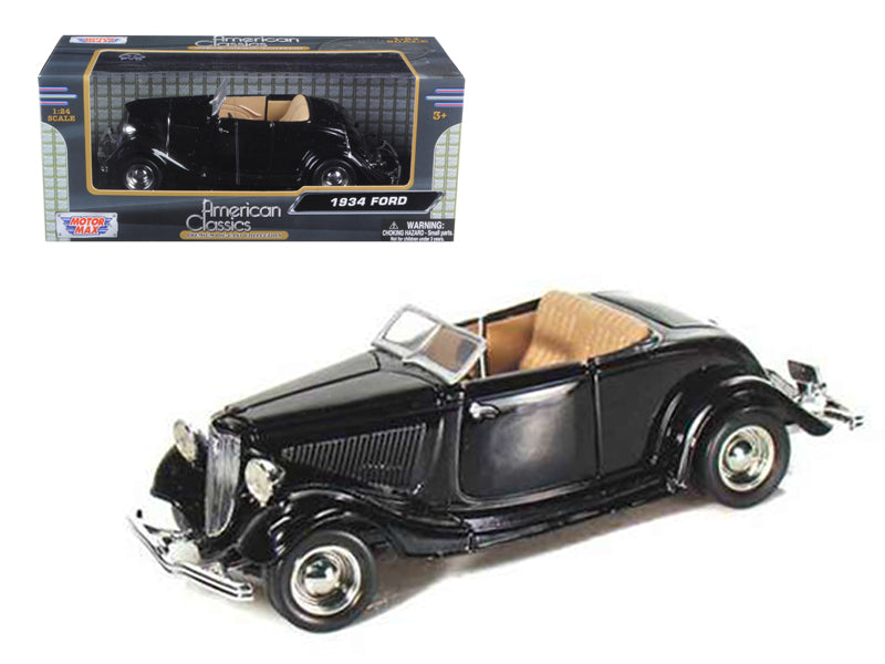 1934 Ford Coupe Convertible Black 1/24 Diecast Model Car
