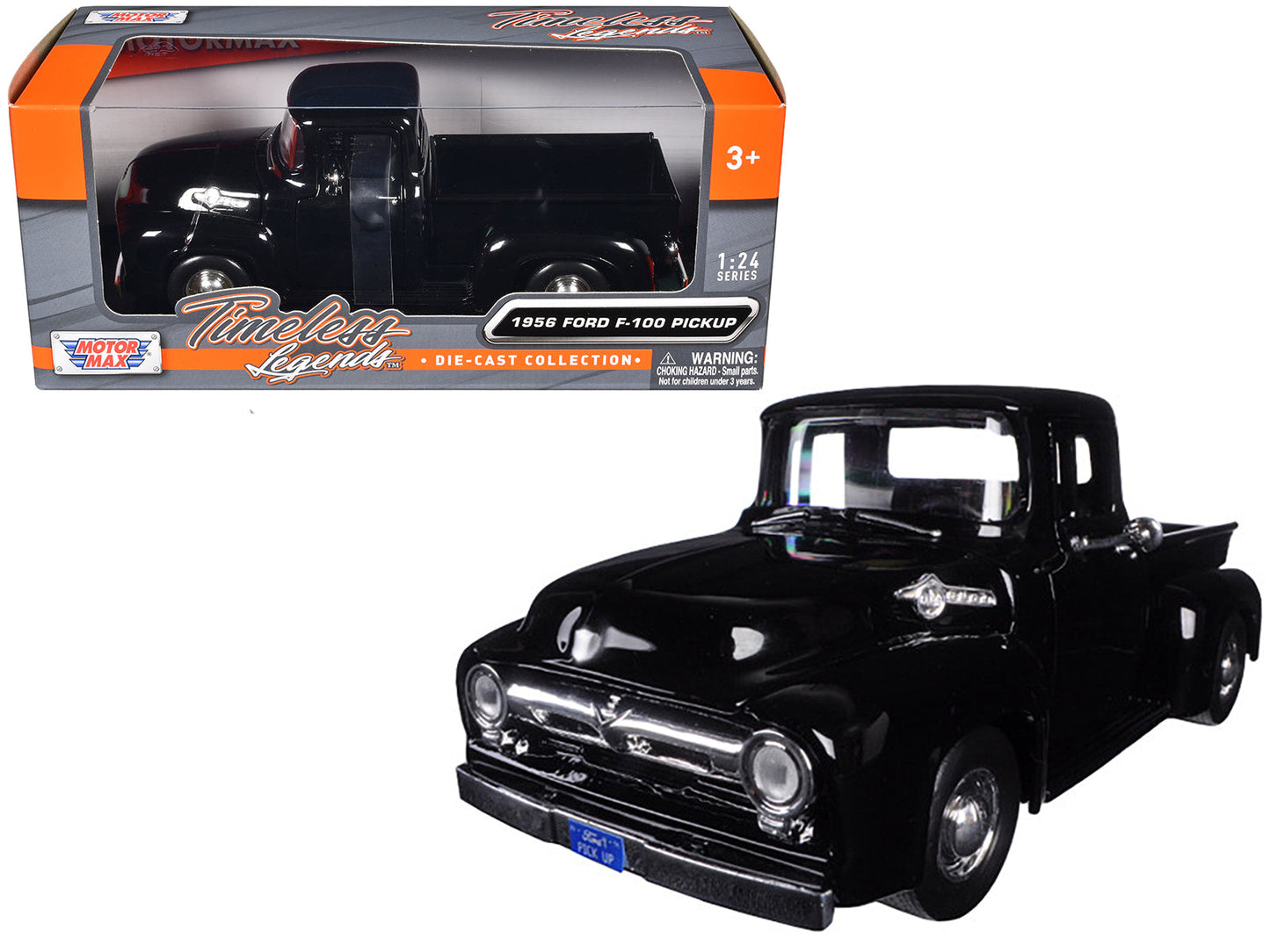 1956 Ford F-100 Pickup Truck Black 1/24 Diecast Model