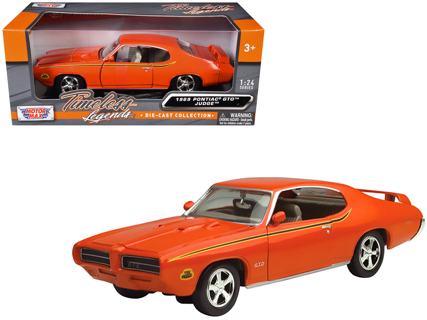1969 Pontiac GTO Judge Orange with Stripes 1/24 Diecast Model Car