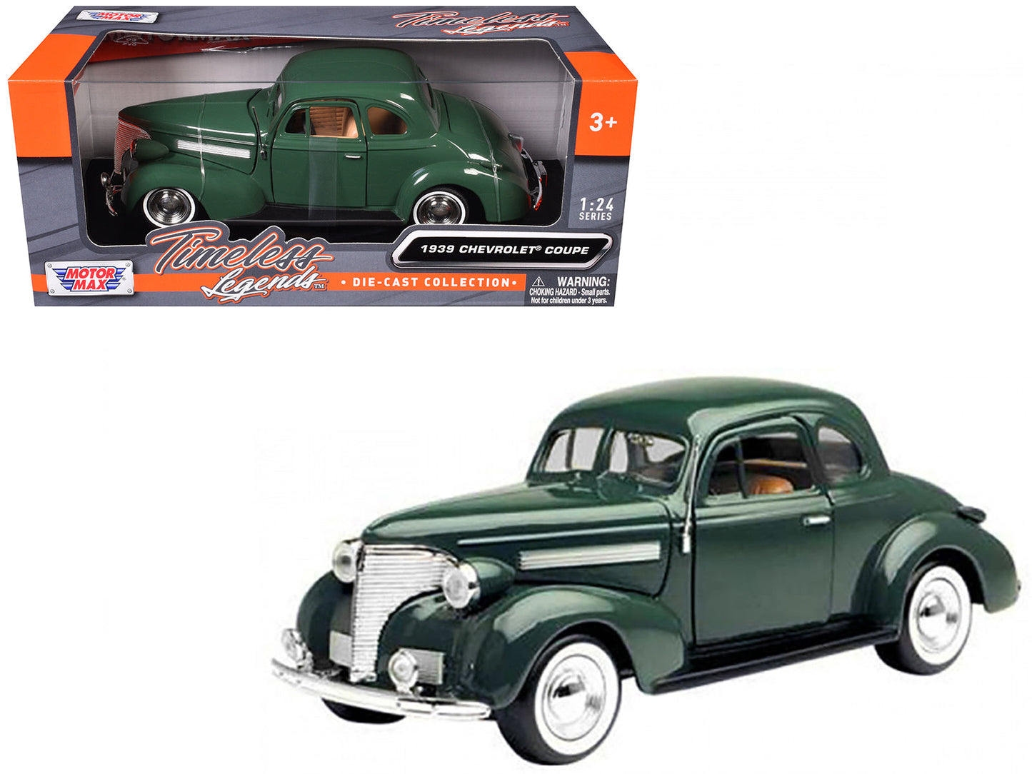 1939 Chevrolet Coupe Green 1/24 Diecast Model Car