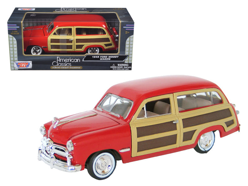 1949 Ford Woody Wagon Red 1/24 Diecast Model Car