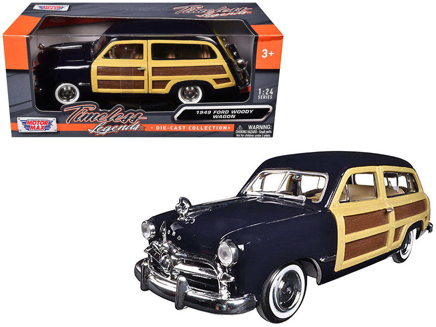 1949 Ford Woody Wagon Dark Blue 1/24 Diecast Model Car