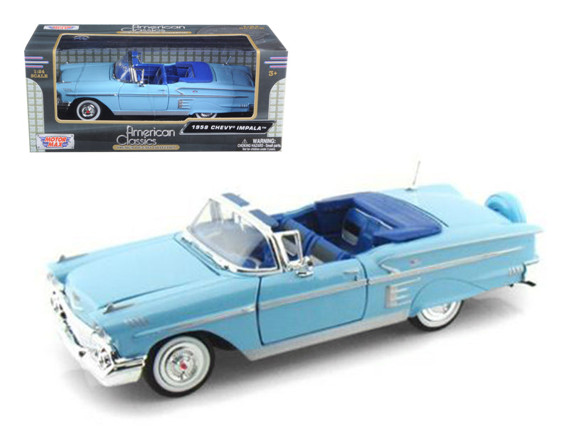 1958 Chevrolet Impala Convertible Blue 1/24 Diecast Model Car