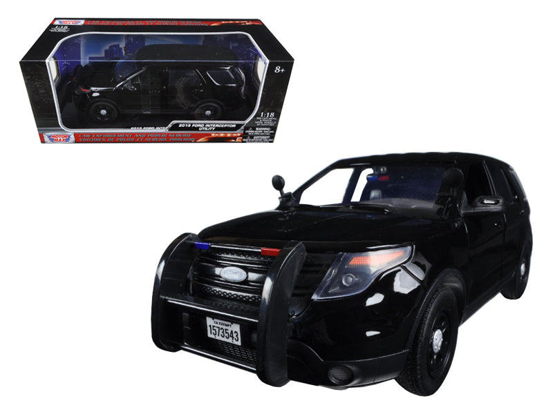 2015 Ford Police Interceptor Utility Special Service Plain Black 1/18 Diecast Model Car