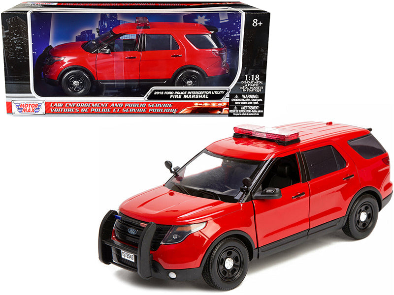 2015 Ford Police Interceptor Utility "Fire Marshal" Plain Red 1/18 Diecast Model Car
