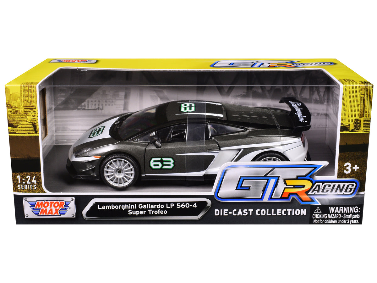 Lamborghini Gallardo LP 560-4 Super Trofeo #63 Gray Metallic and White "GT Racing" Series 1/24 Diecast Model Car
