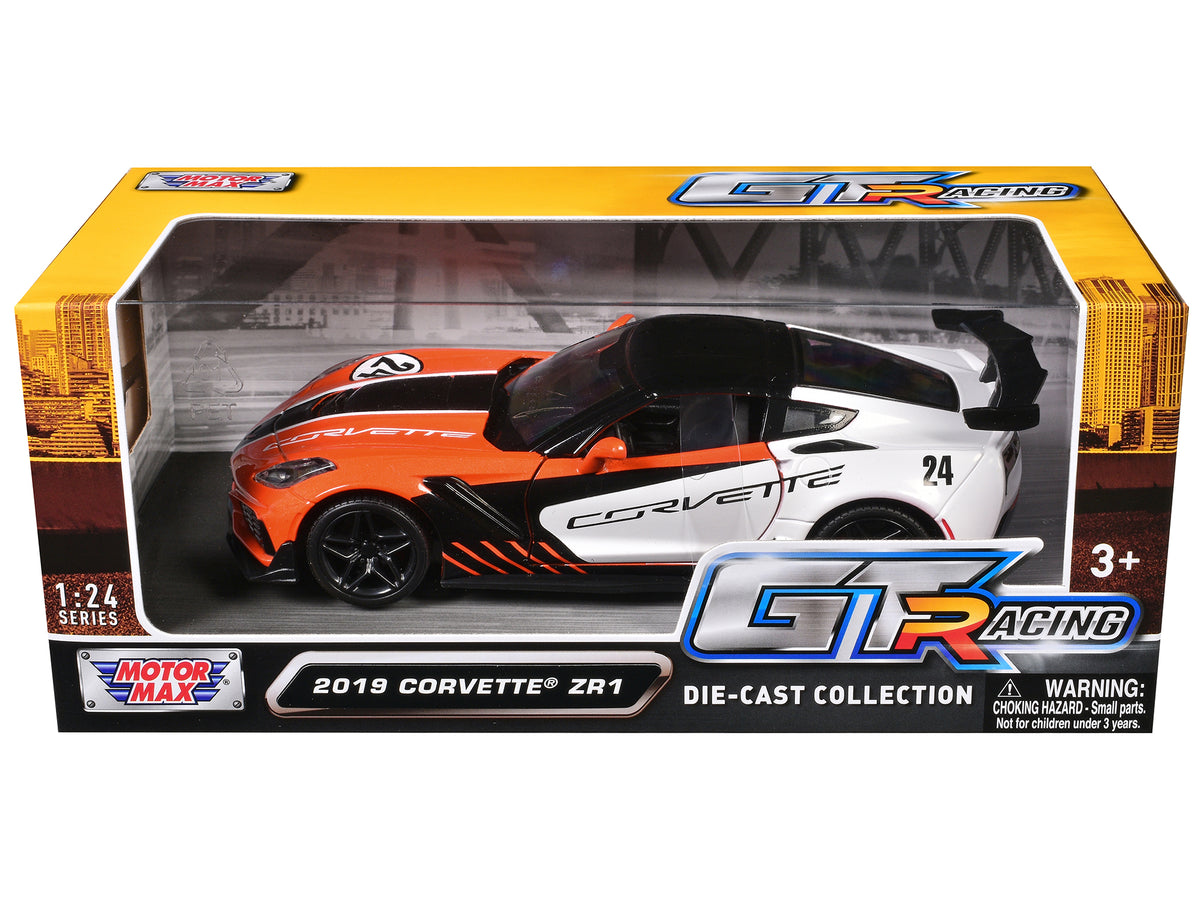2019 Chevrolet Corvette ZR1 #24 Orange and White with Black Graphics "GT Racing" Series 1/24 Diecast Model Car