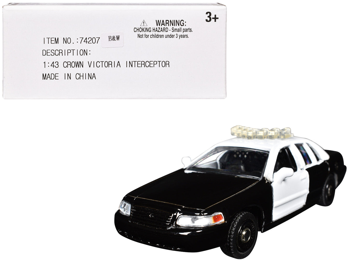 Ford Crown Victoria Police Interceptor Black and White 1/43 Diecast Model Car