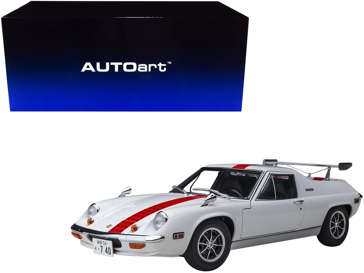 Lotus Europa Special White with Red Stripe and Graphics "The Circuit Wolf" 1/18 Model Car