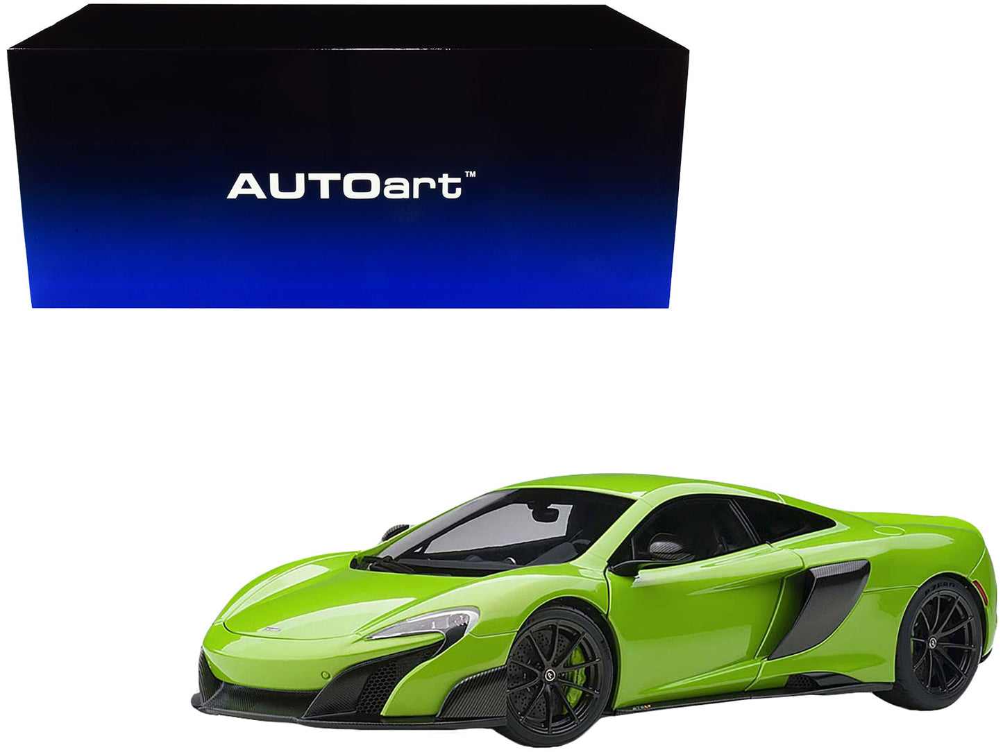 Mclaren 675LT Napier Green with Black Wheels 1/18 Model Car