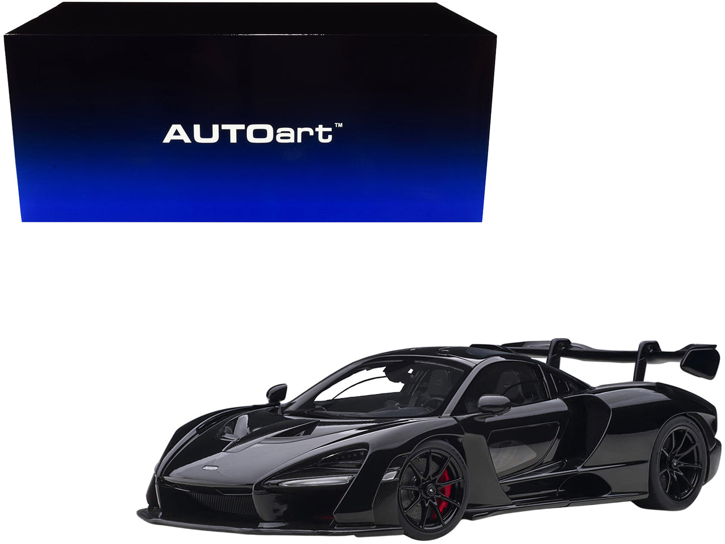 Mclaren Senna Stealth Cosmos Black with Carbon Accents 1/18 Model Car
