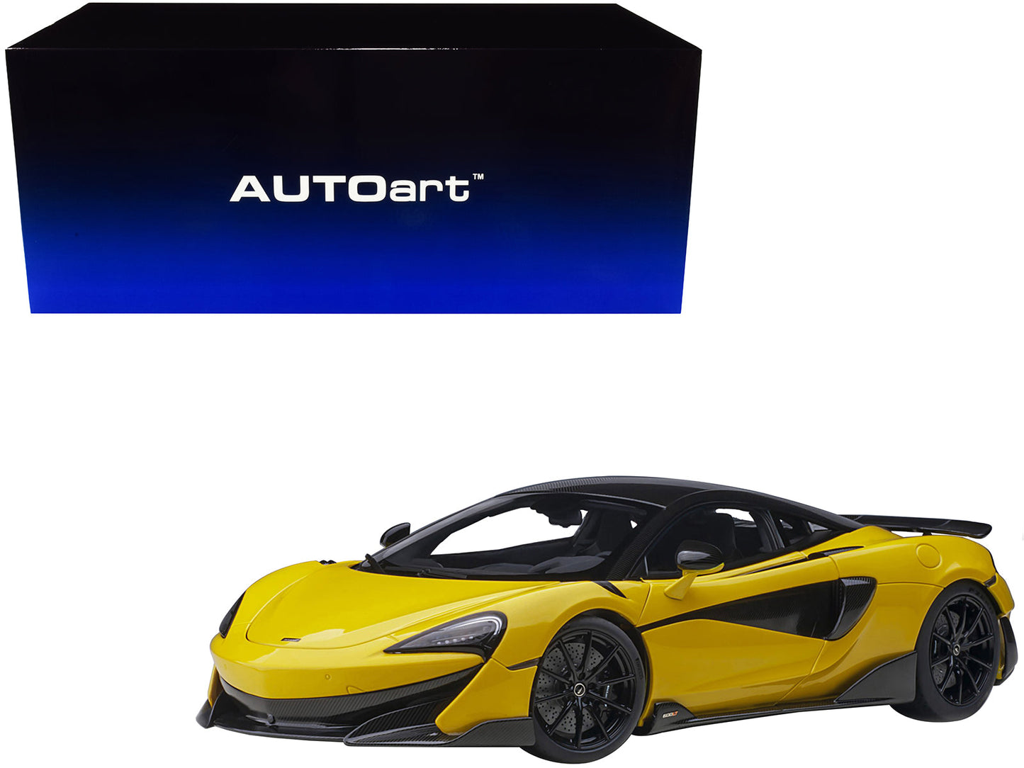 Mclaren 600LT Sicilian Yellow and Carbon 1/18 Model Car